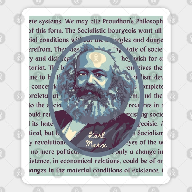 Karl Marx Portrait and Quote Magnet by Slightly Unhinged